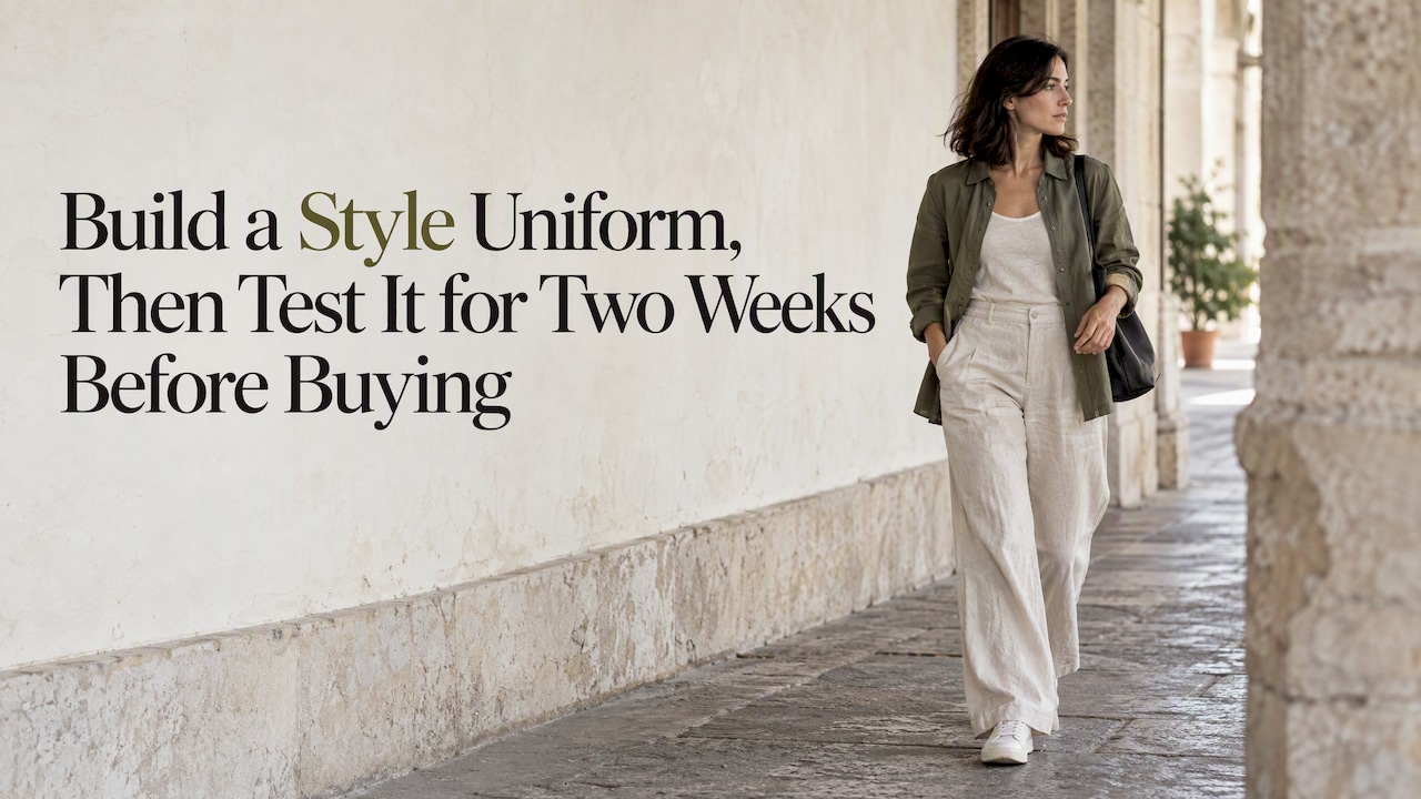 Woman walking in a repeatable everyday outfit