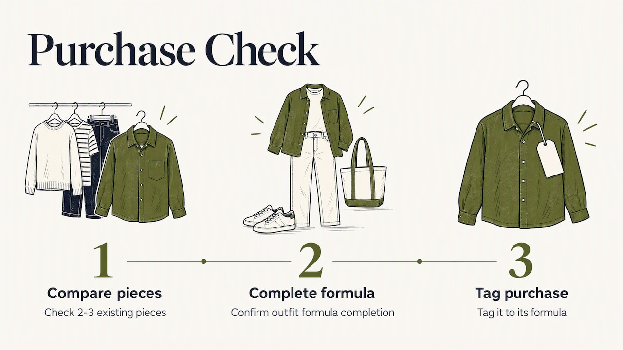 Steps for checking a new item against existing outfits